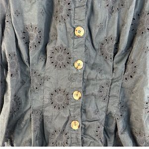 Free People Long Sleeve Eyelet Shirt